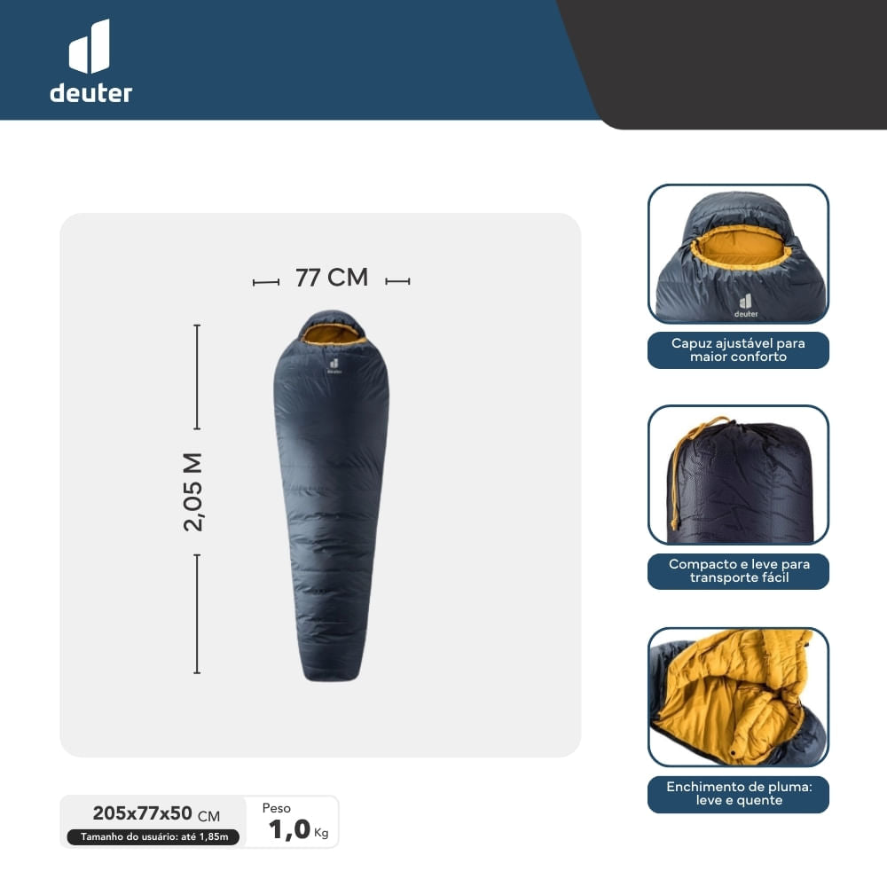 Saco de Dormir 1°C a -21°C Astro 500 (-4°C) Deuter
