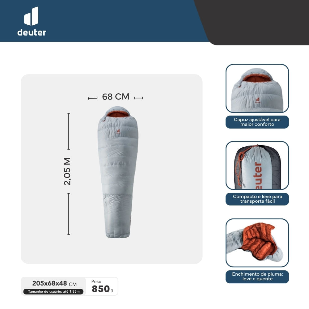 Saco de Dormir 0°C a -24°C Astro Pro 400 (-6°C) Deuter