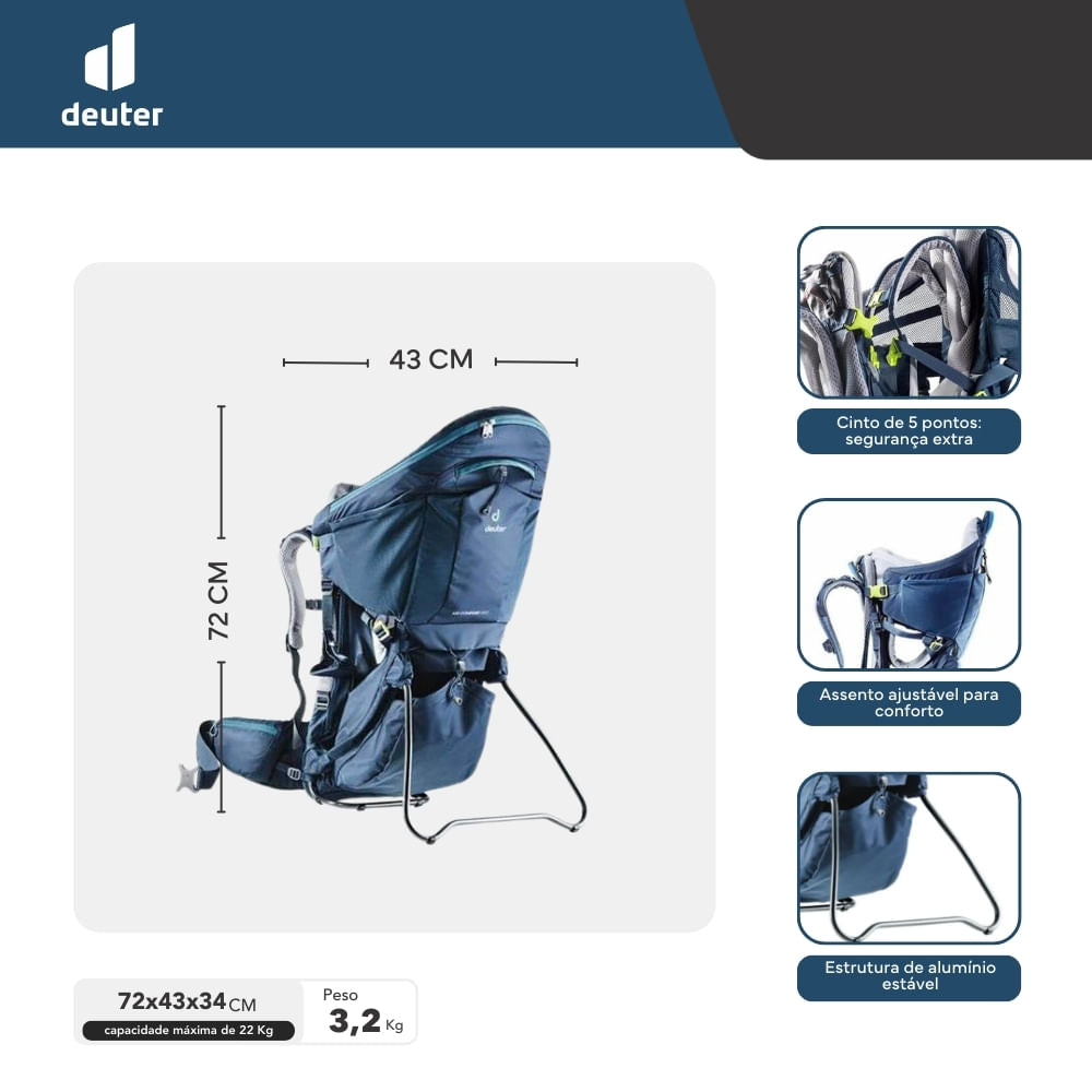 Mochila de Transporte para Bebê 21Kg Kid Comfort Active Deuter