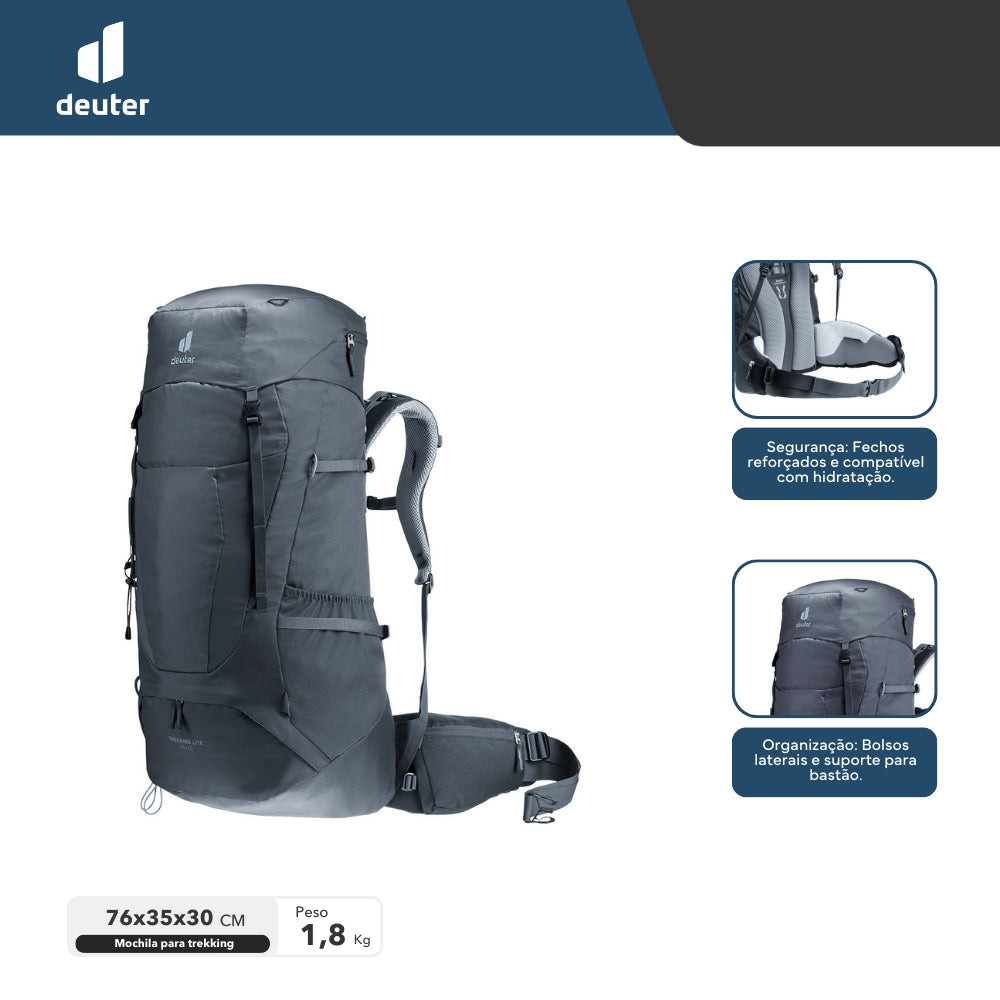 Mochila para Trekking 55L + 10L Trekking Lite Deuter