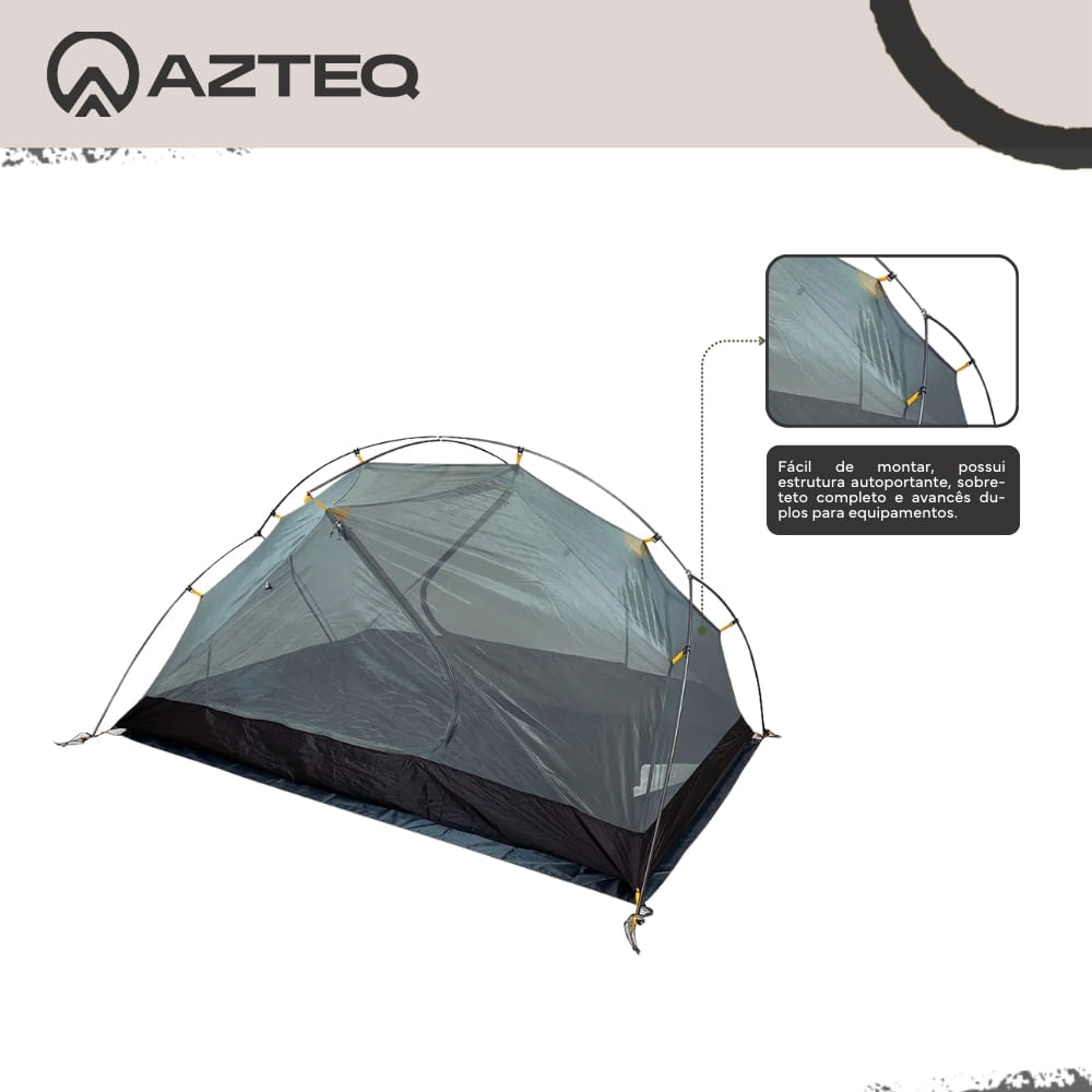 Barraca de Camping 2 Pessoas Viento Azteq 6000mm com Sobreteto