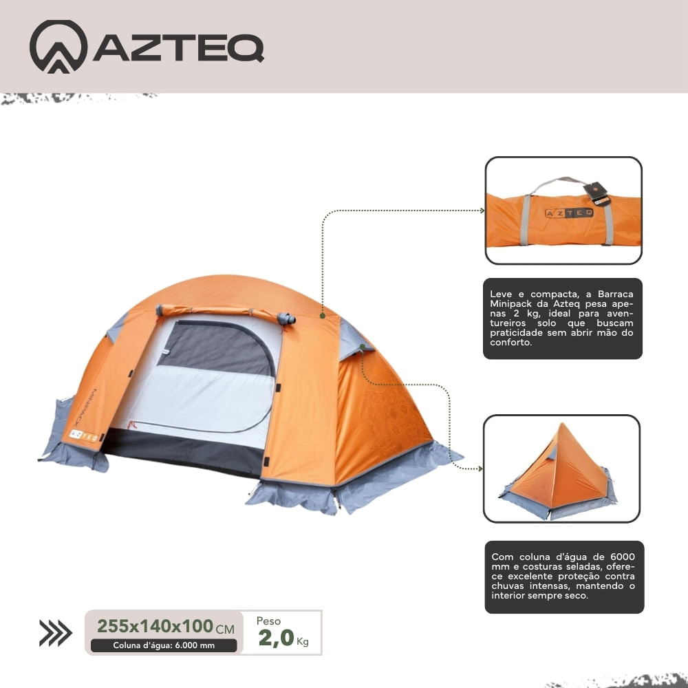 Barraca de Camping 1 Pessoa Minipack Azteq 6000mm Ultracompacta