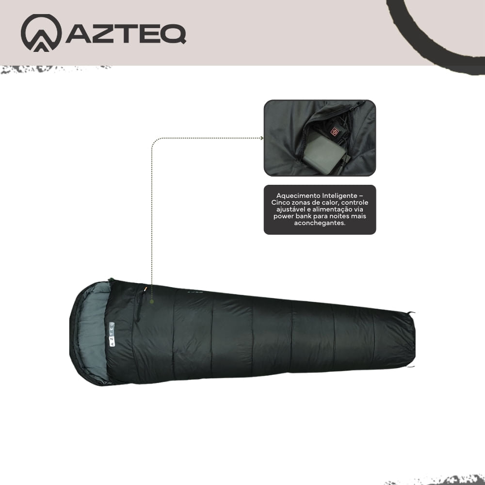 Saco de Dormir Sarcófago Heat Azteq, Aquecimento, Ripstop, Suporta de 7°C a 18°C