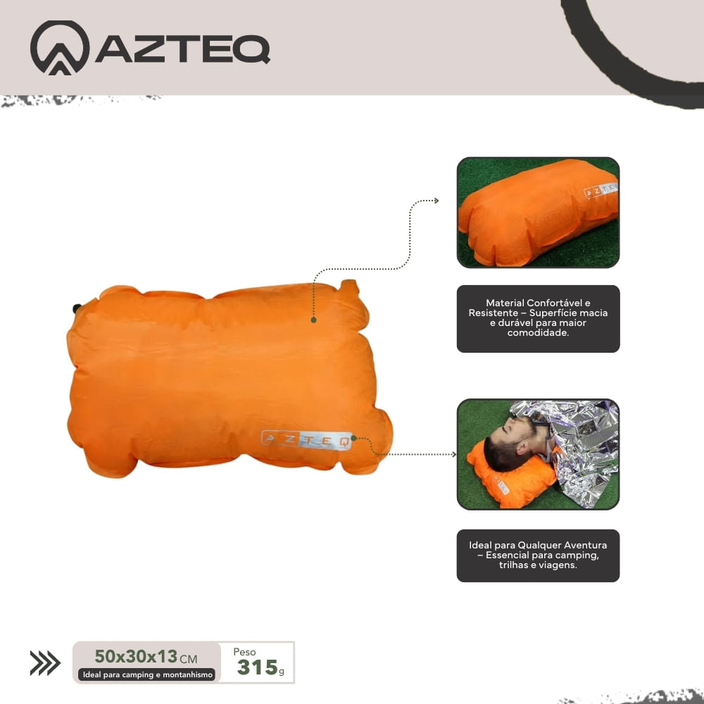 Travesseiro Auto Inflável Azteq Looper, Compacto e Confortável