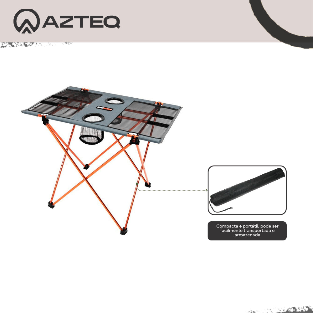 Mesa Dobrável Portátil de Poliéster Cosmo Azteq Camping e Pesca