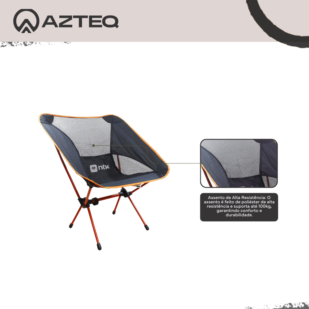 Cadeira Dobrável Portátil Karibu Azteq Suporta até 100kg