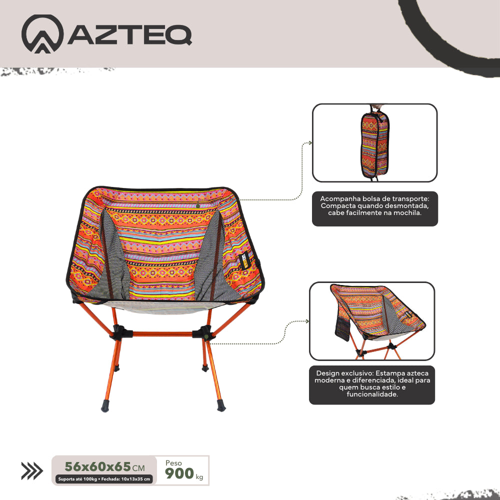 Cadeira Portátil Desmontável Osho Azteq Suporta até 100Kg