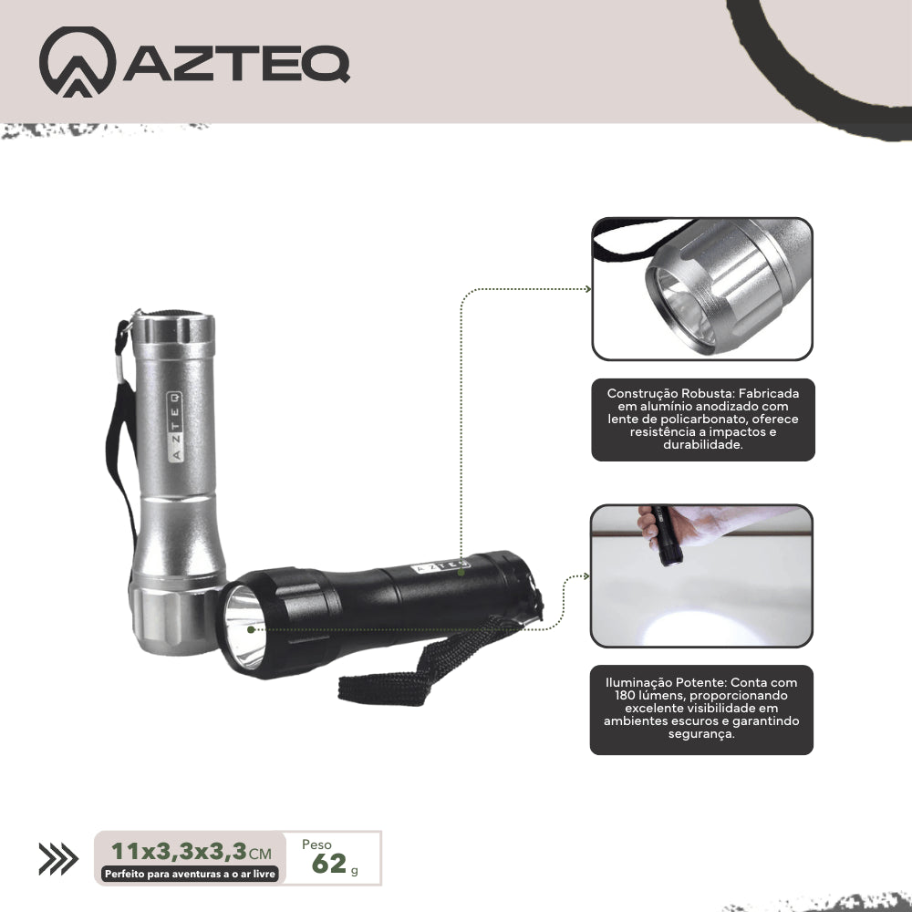 Kit 12 Lanternas de Mão Trivat 180 Lúmens Azteq Autonomia de 3h