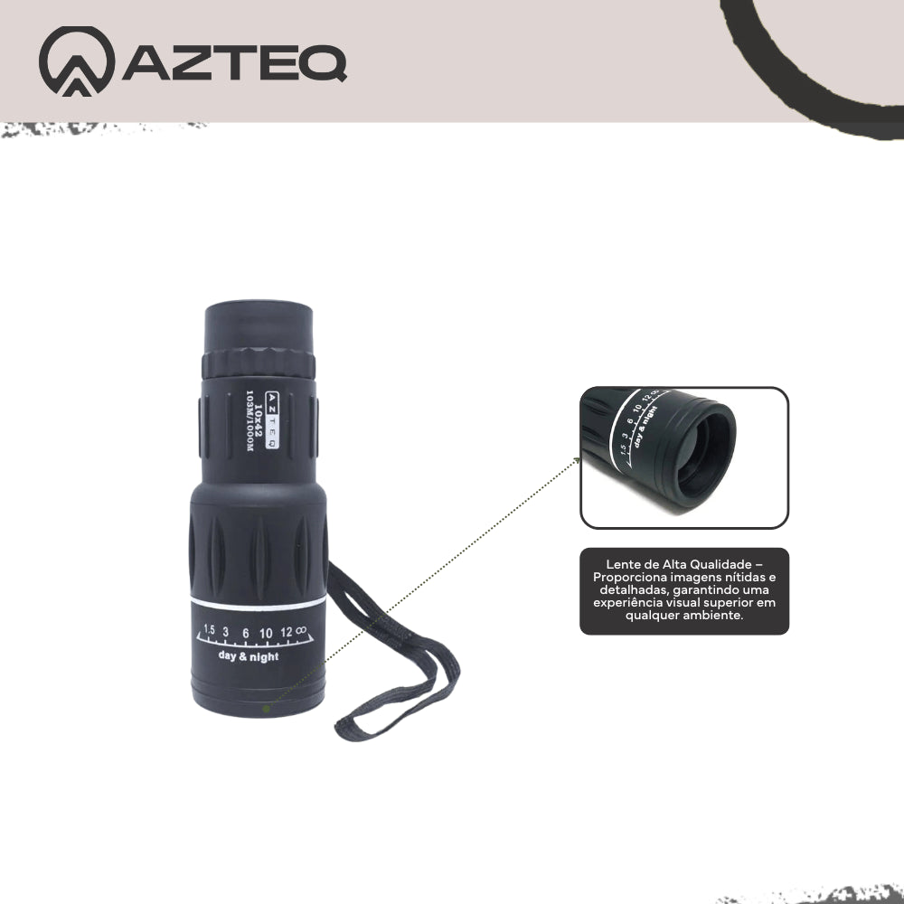 Monóculo 10x42mm Lince Azteq 50m de Alcance Campo de Visão 5,9º - 03m / 1000m