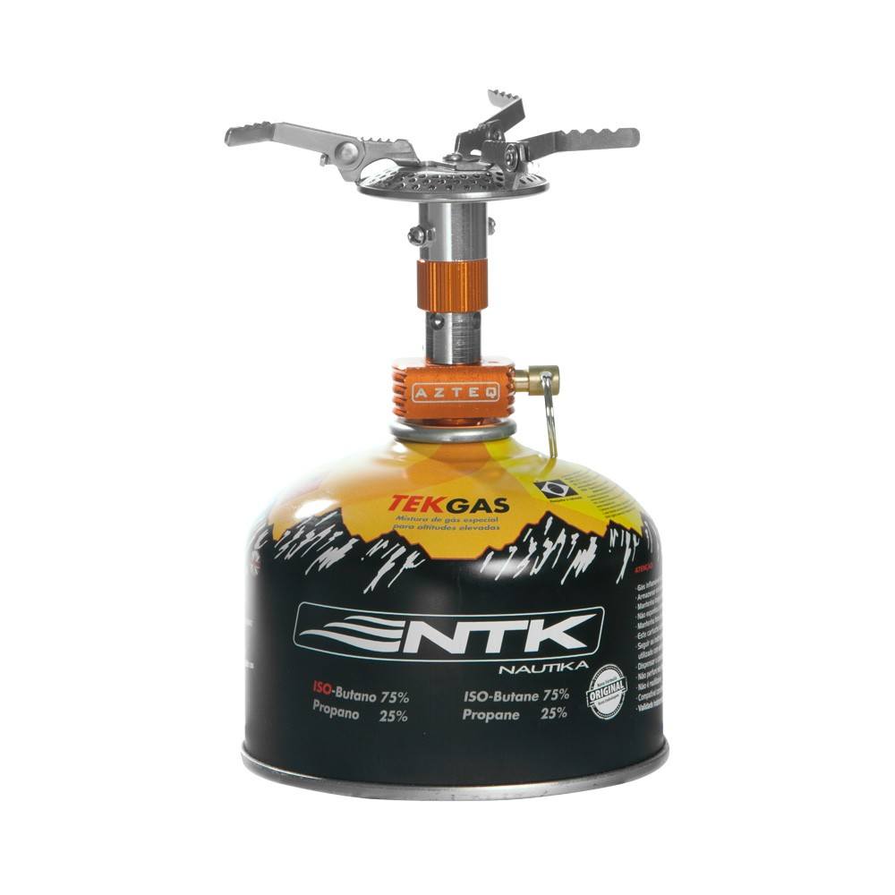 Mini fogareiro Azteq Spark com quimador reclinável para facilitar o transporte