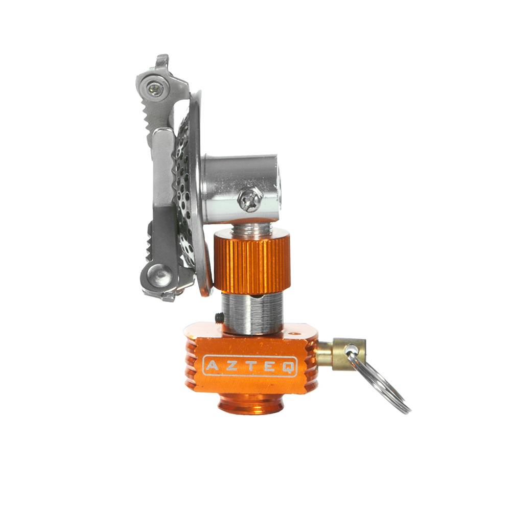 Mini fogareiro Azteq Spark com quimador reclinável para facilitar o transporte