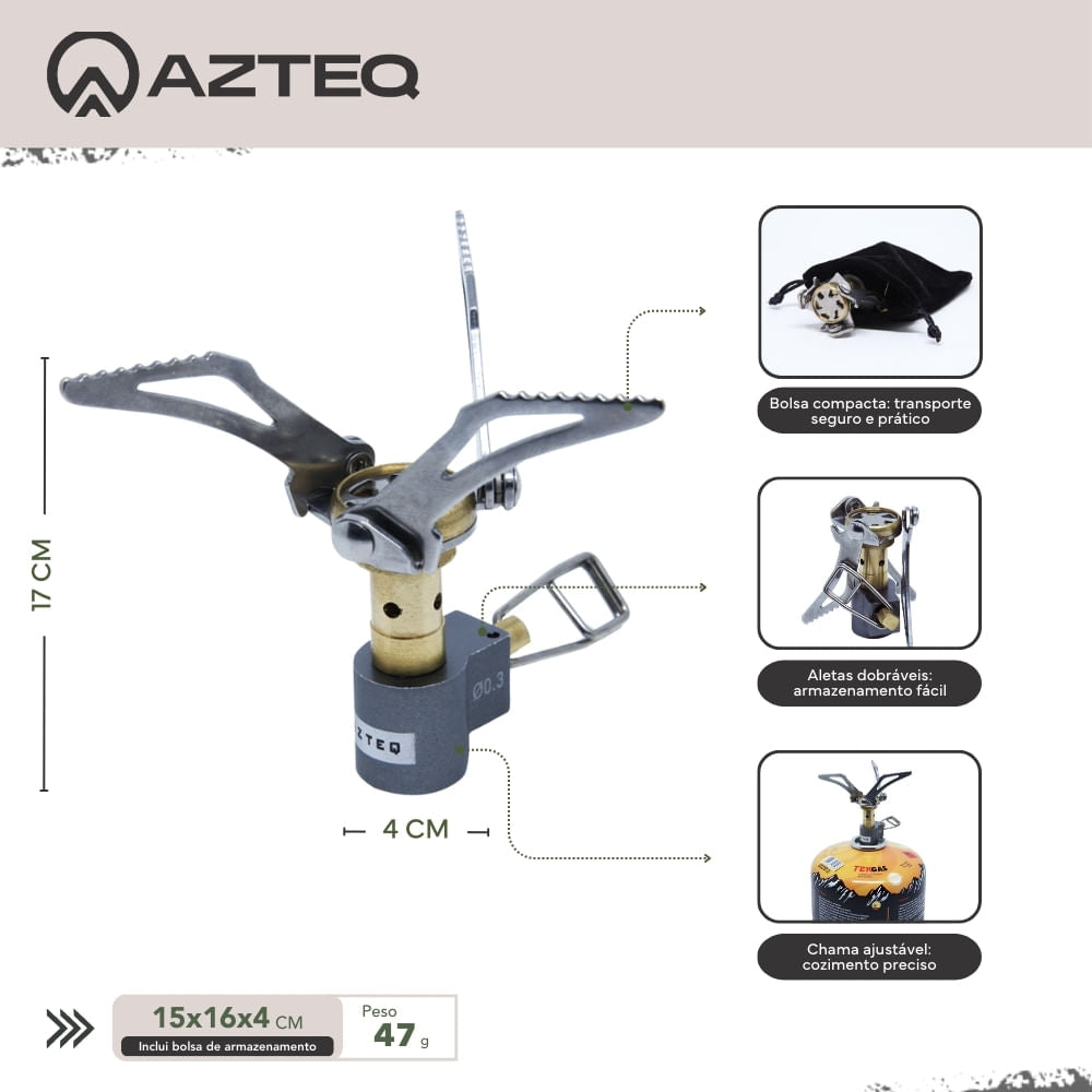 Mini fogareiro compacto Azteq Nano super leve