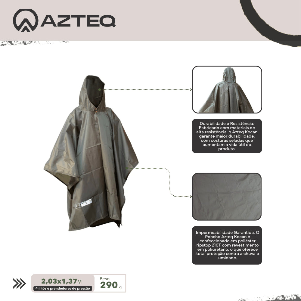 Poncho / Lona 2 em 1 Impermeável 2,03 x 1,37 m Azteq Kocan