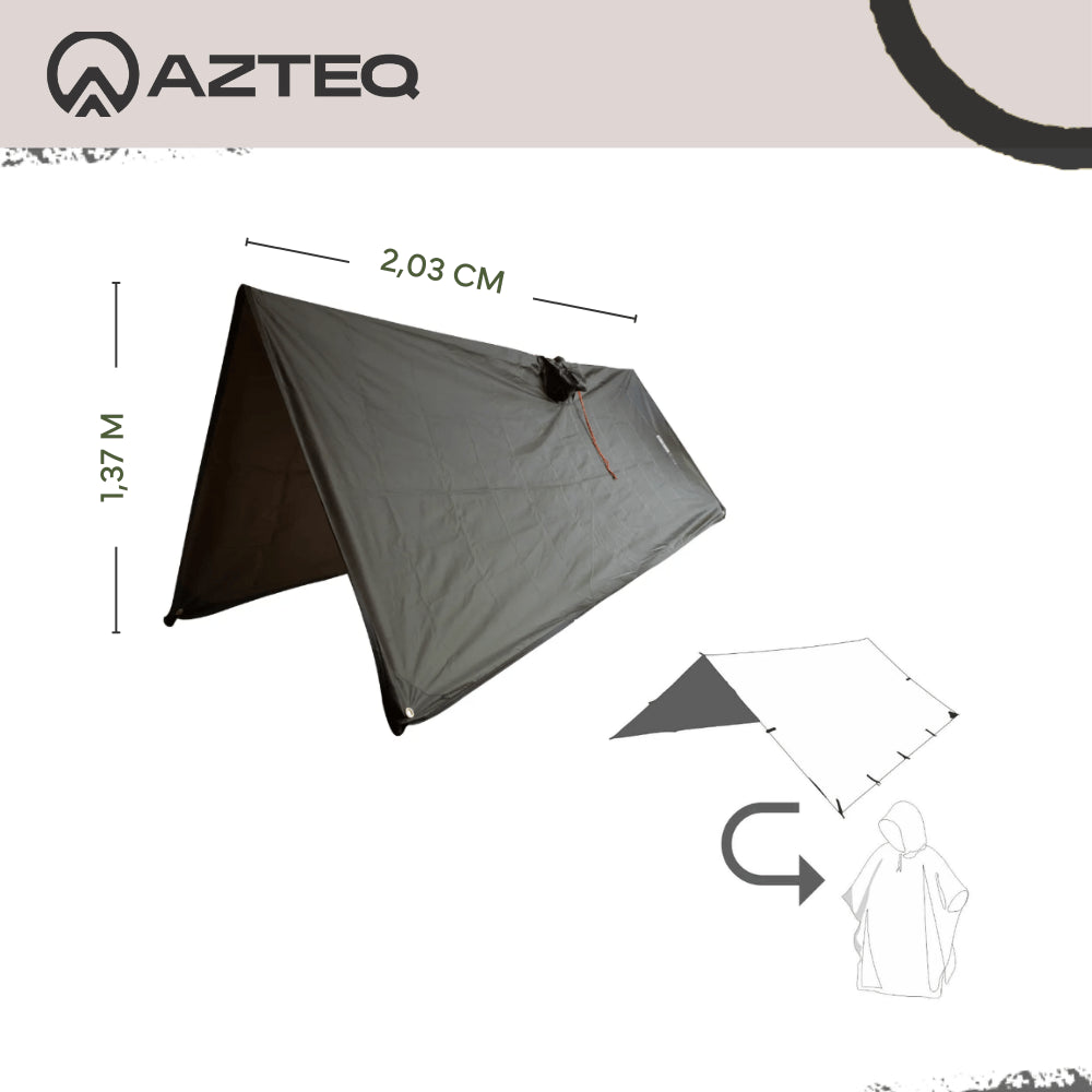 Poncho / Lona 2 em 1 Impermeável 2,03 x 1,37 m Azteq Kocan