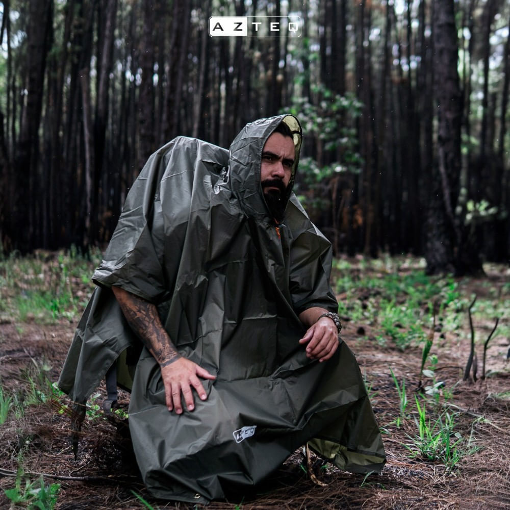 Poncho / Lona 2 em 1 Impermeável 2,03 x 1,37 m Azteq Kocan