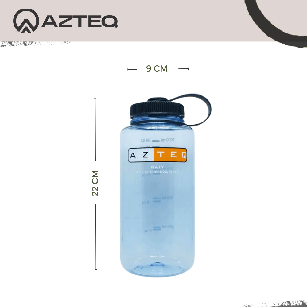 Garrafa de Hidratação 1L Naty Azteq com Alça Loop Top e Medidor Livre de BPA