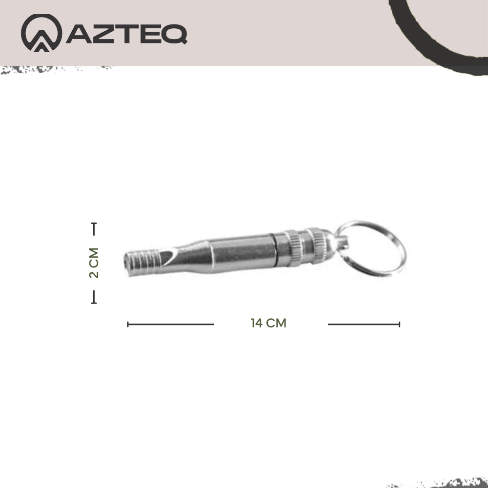 Apito de Sobrevivência em Alumínio Survivor Azteq Alta Potência de Som com Argola para Chaveiro