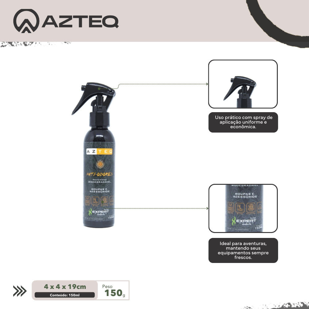 Spray Anti-Odores Biodegradável Azteq Rende mais de 500 Borrifadas