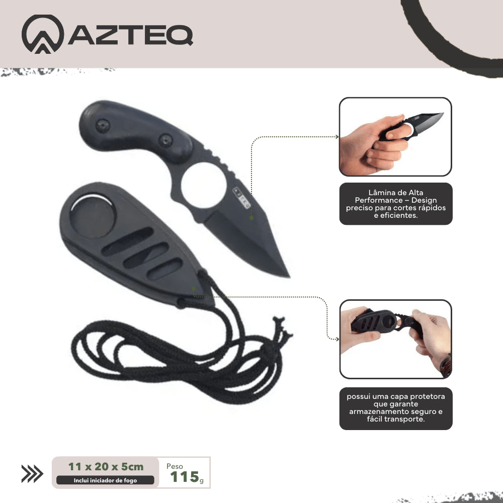 Faca de Sobrevivência Elite Azteq Bushcraft e Camping