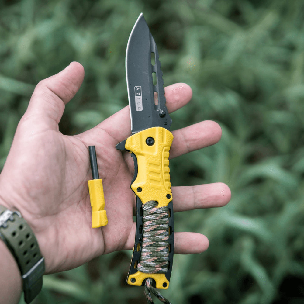 Canivete para Camping com Pederneira, Apito e Clip de Fixação Xisco Azteq