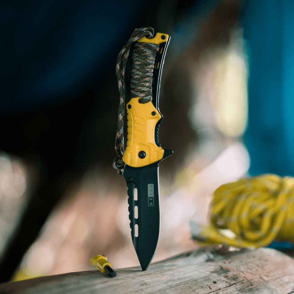 Canivete para Camping com Pederneira, Apito e Clip de Fixação Xisco Azteq