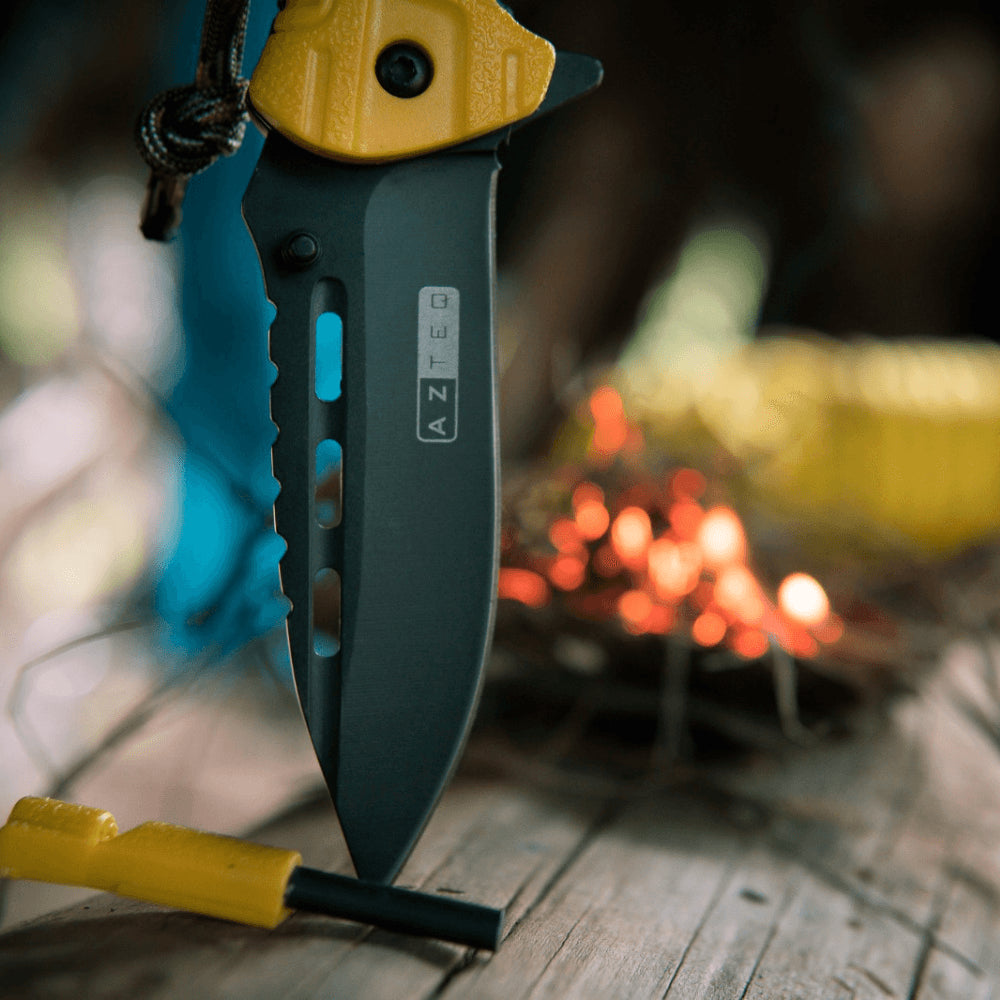 Canivete para Camping com Pederneira, Apito e Clip de Fixação Xisco Azteq