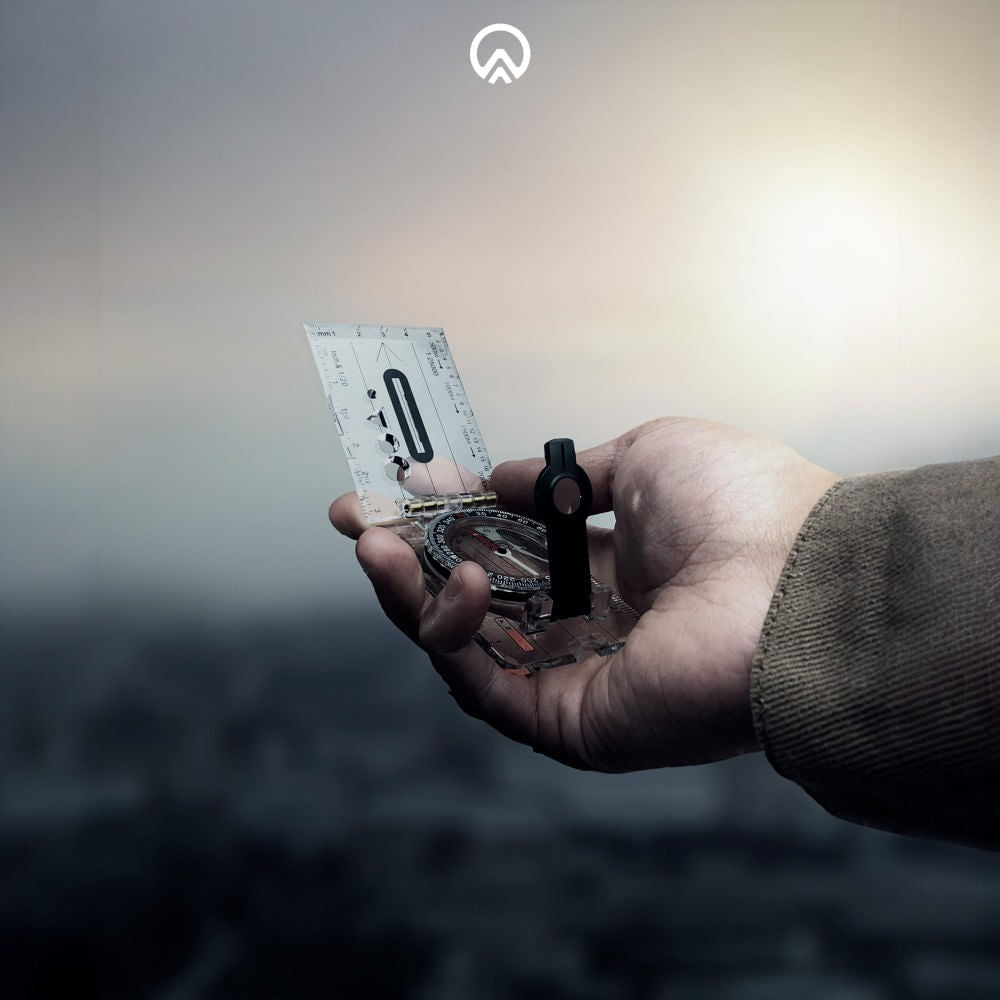 Bússola Dobrável Lokal Azteq com Lente de Aumento e Régua Escala 0° a 360°