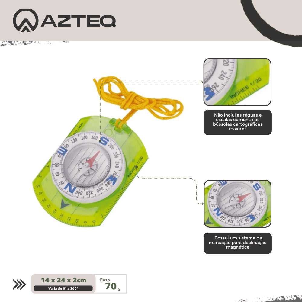 Bússola Racer Compacta Azteq com Marcação de Declinação Magnética