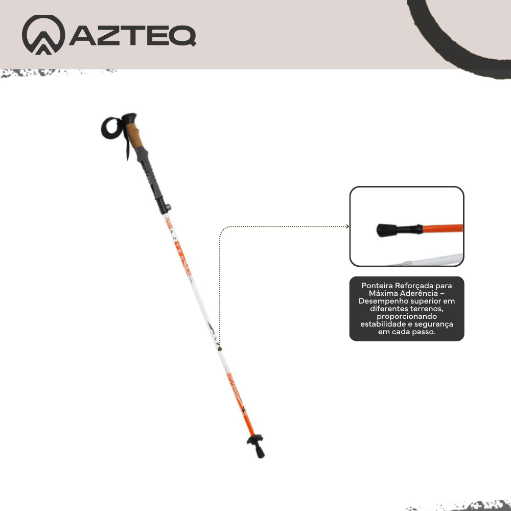 Bastão de Caminhada 115cm - 135cm, Trava Rápida e Manopla de Cortiça Actos Azteq