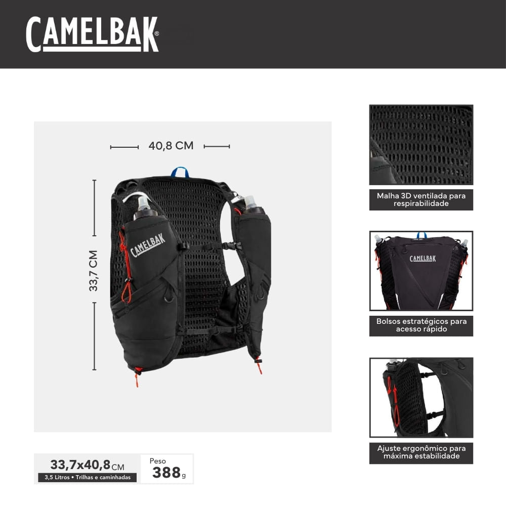 Mochila de Hidratação M Apex Pro Vest CamelBak Ventilação 3D