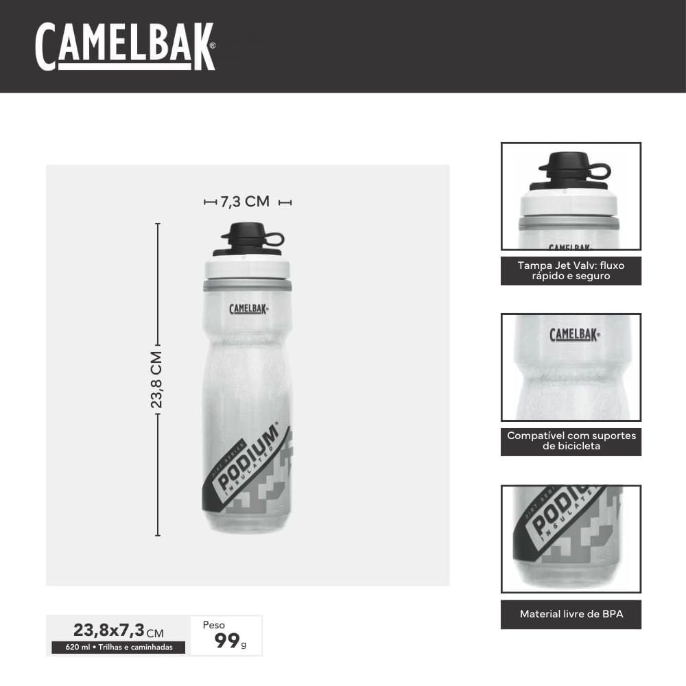 Garrafa Camelbak Podium Dirt Series Chill de 620ml com sistema antigotejamento