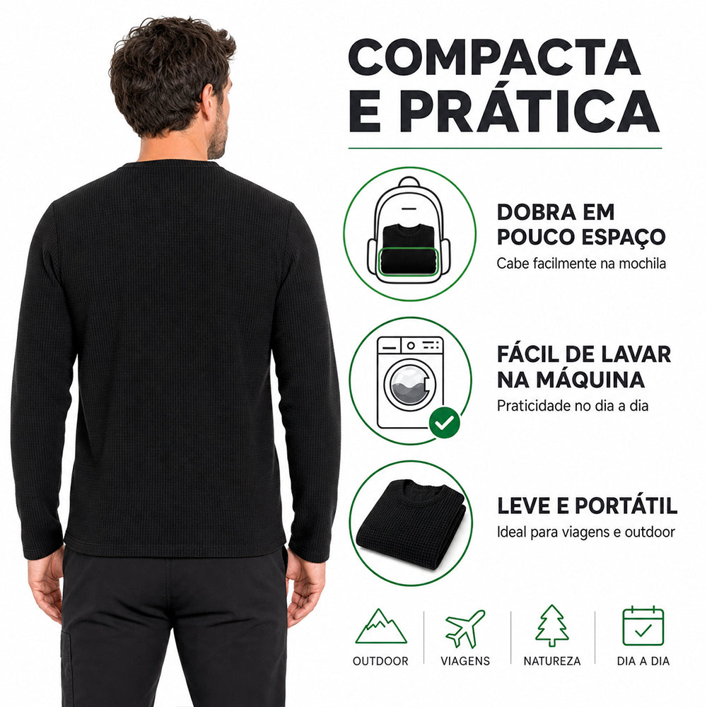 Blusa Fleece Solid LS/CN Masculina Muvin Preto