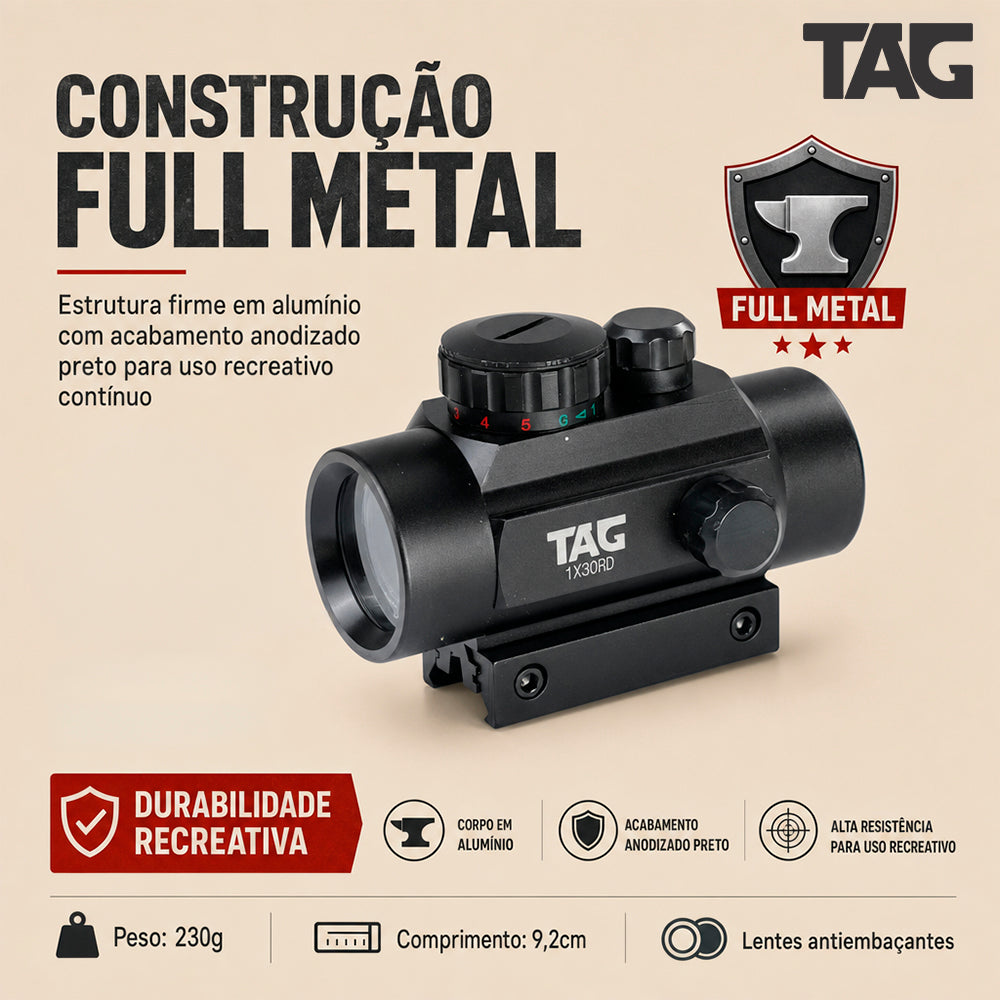 Mira Red Dot TAG 1x30RD para Trilhos 11/22 mm