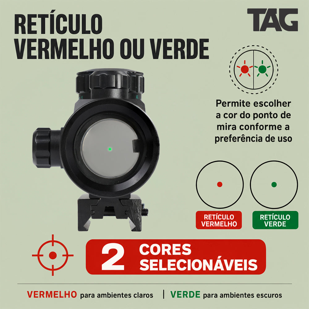 Mira Red Dot TAG 1x30RD para Trilhos 11/22 mm