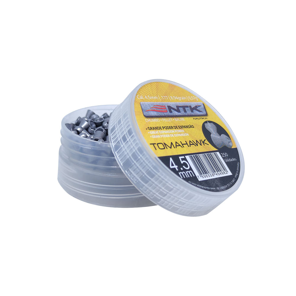 Chumbinho Tomahawk 4,5 mm TAG com grande poder de expansão - 250 peças