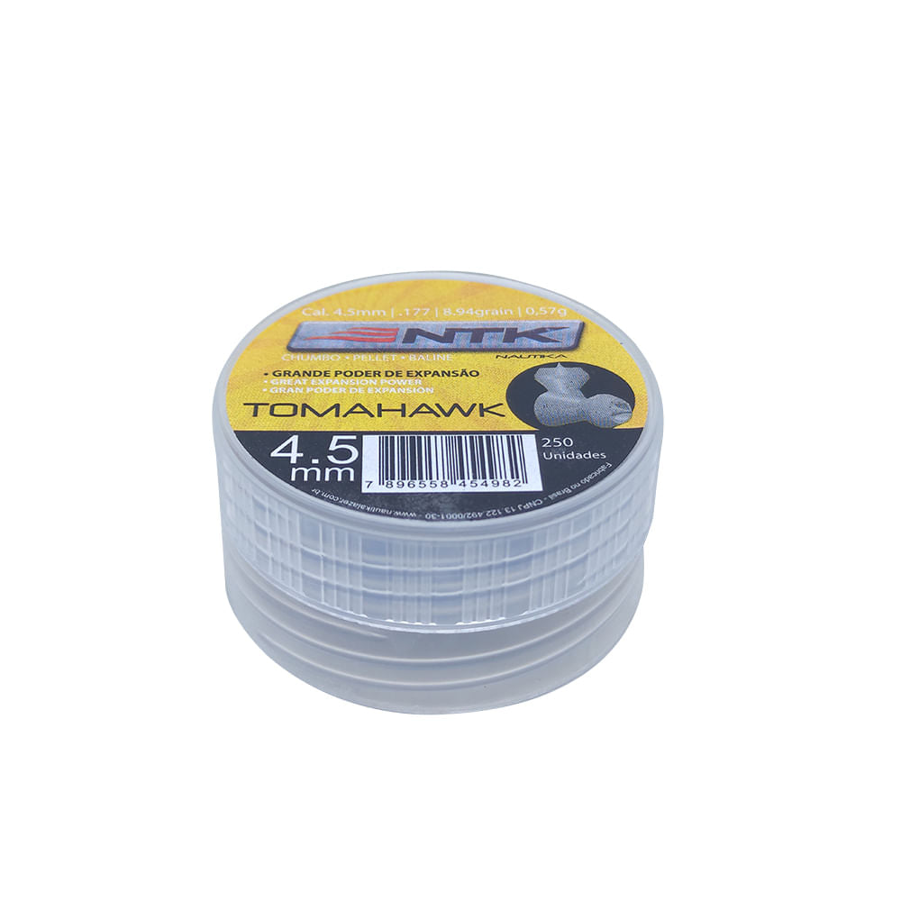 Chumbinho Tomahawk 4,5 mm TAG com grande poder de expansão - 250 peças