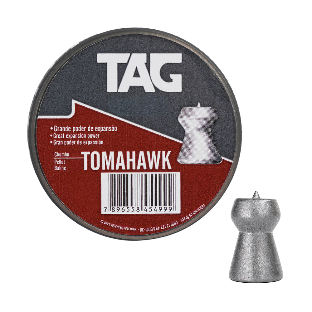 Chumbinho Tomahawk 5,5 mm TAG com grande poder de expansão - 125 peças