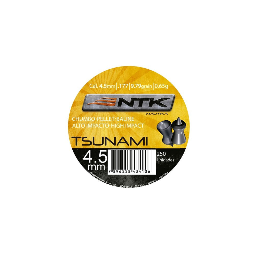 Chumbinho Tsunami 4,5 mm TAG com grande poder de impacto - 250 peças