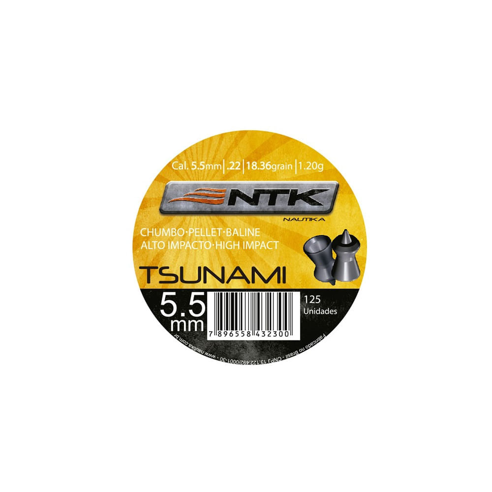 Chumbinho Tsunami 5,5 Mm Para Tiro Esportivo NTK Tático | Nautika