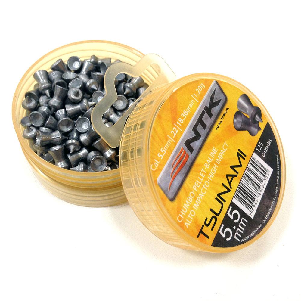 Chumbinho Tsunami 5,5 mm TAG com grande poder de impacto - 125 peças