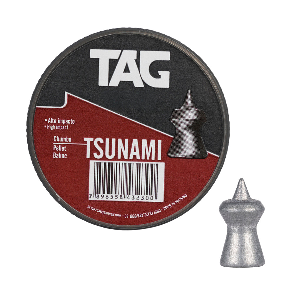 Chumbinho Tsunami 6,0 mm TAG com grande poder de impacto - 100 peças