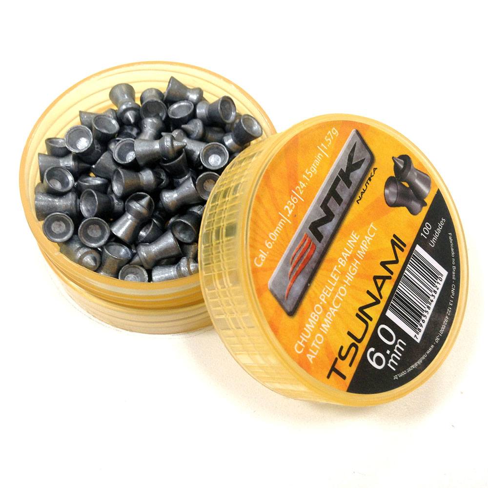 Chumbinho Tsunami 6,0 mm TAG com grande poder de impacto - 100 peças