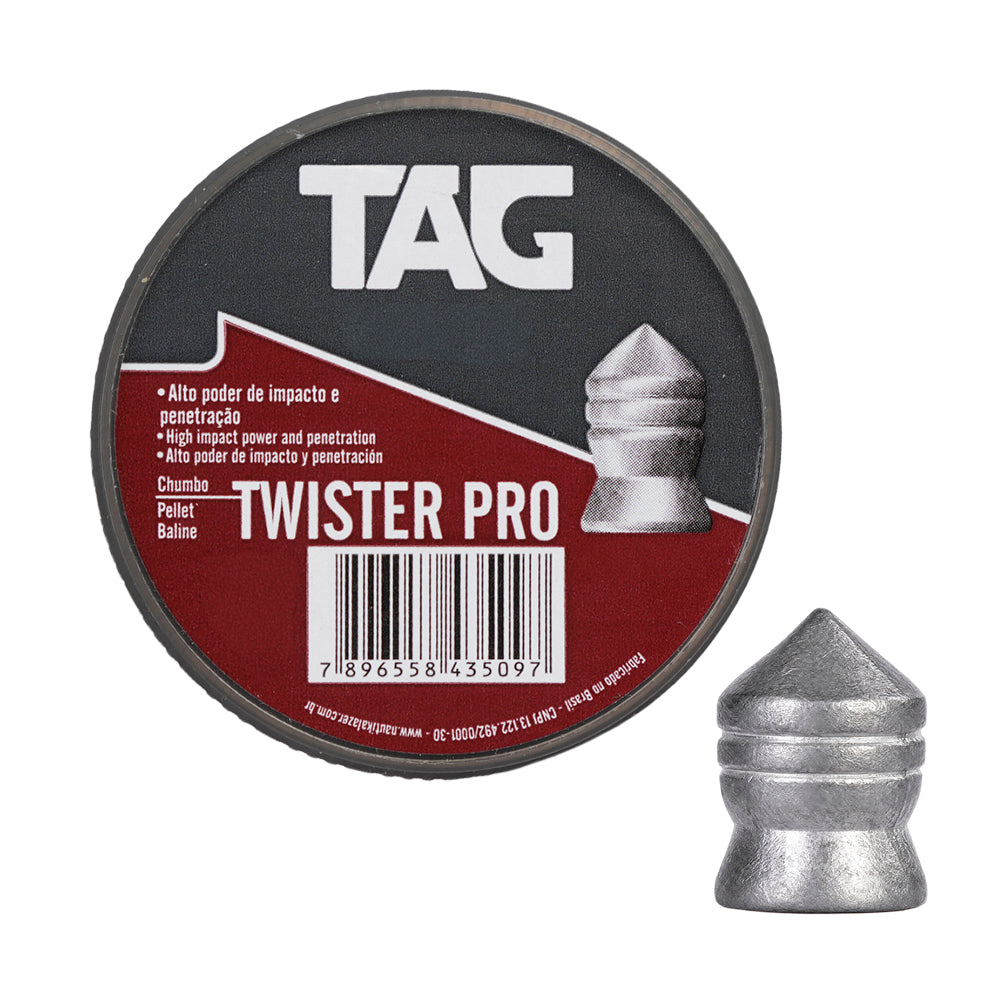 Chumbinho Twister 4,5 mm TAG com grande poder de impacto e choque - 250 peças