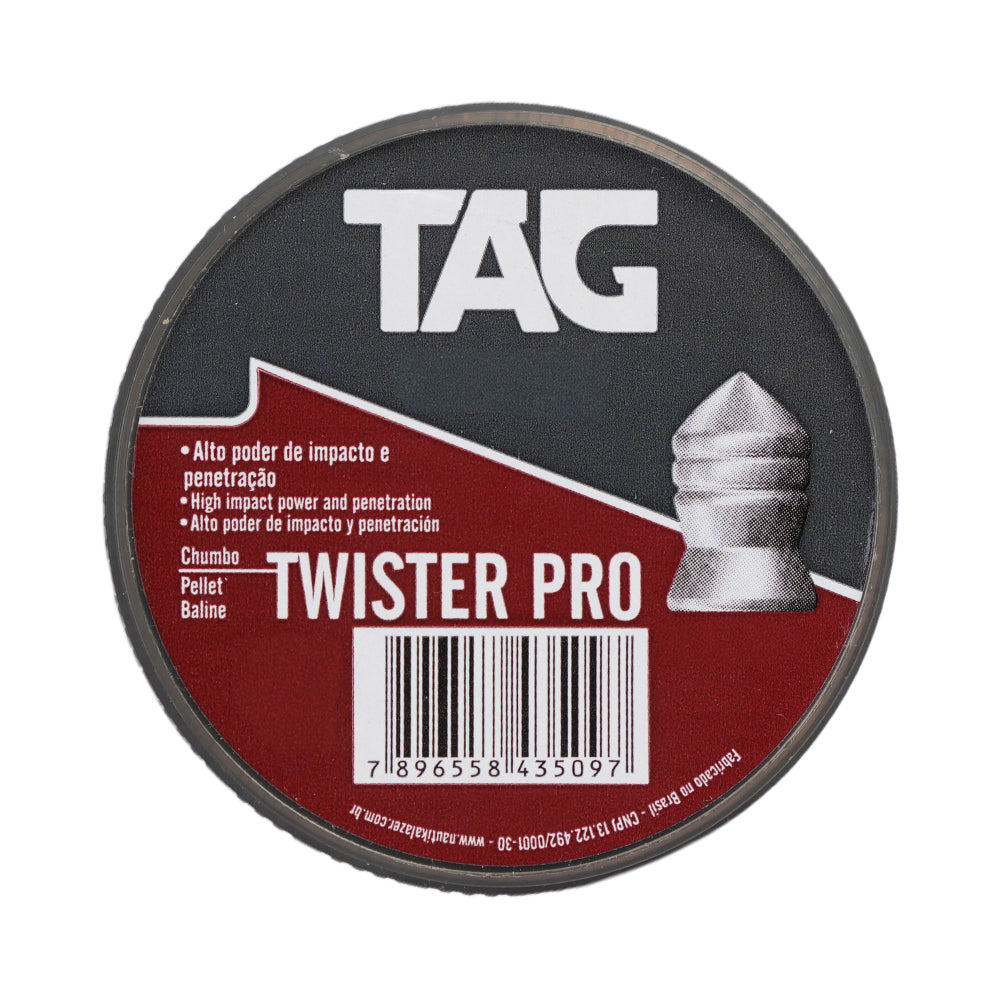 Chumbinho Twister 5,5 mm TAG com grande poder de impacto e choque - 125 peças