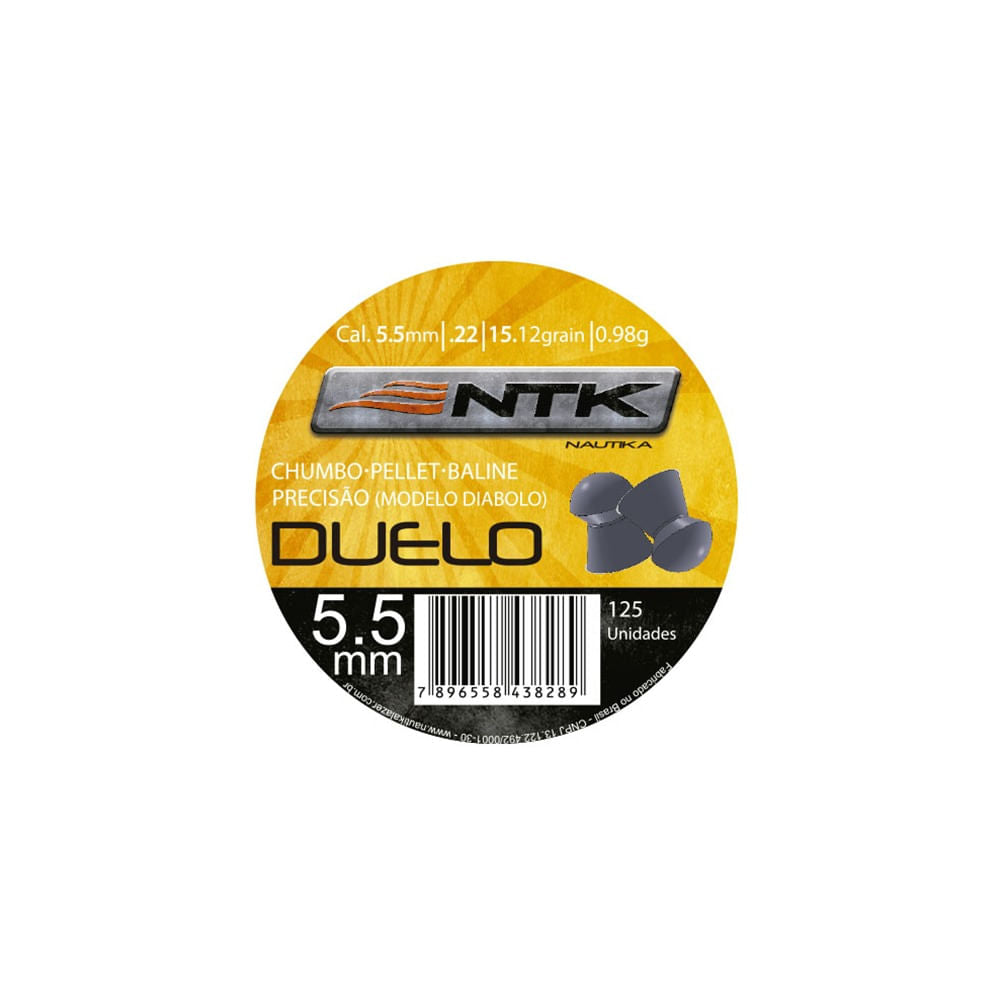 Chumbinho Duelo 5,5 mm TAG com grande poder de precisão (Diabolo) - 125 peças