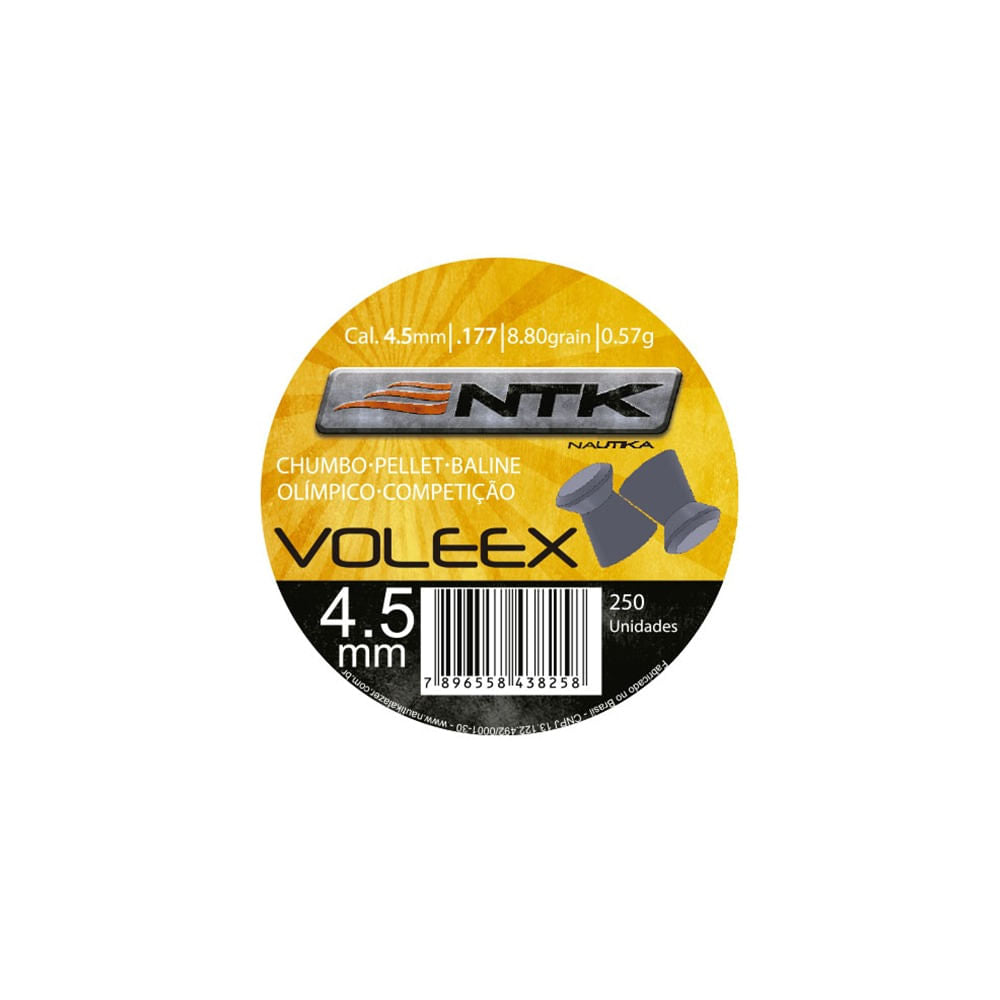 Chumbinho Voleex 4,5 mm TAG de competição (olímpico) - 250 peças