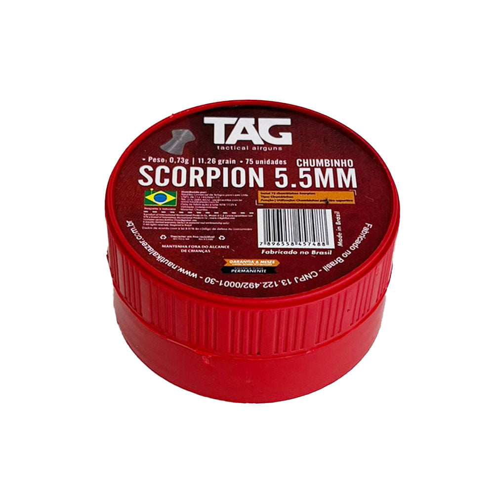 Chumbinho Scorpion 5,5mm TAG 0,73g com 75 unidades