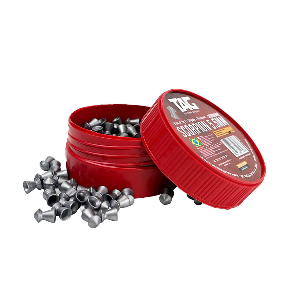 Chumbinho Scorpion 5,5mm TAG 0,73g com 75 unidades