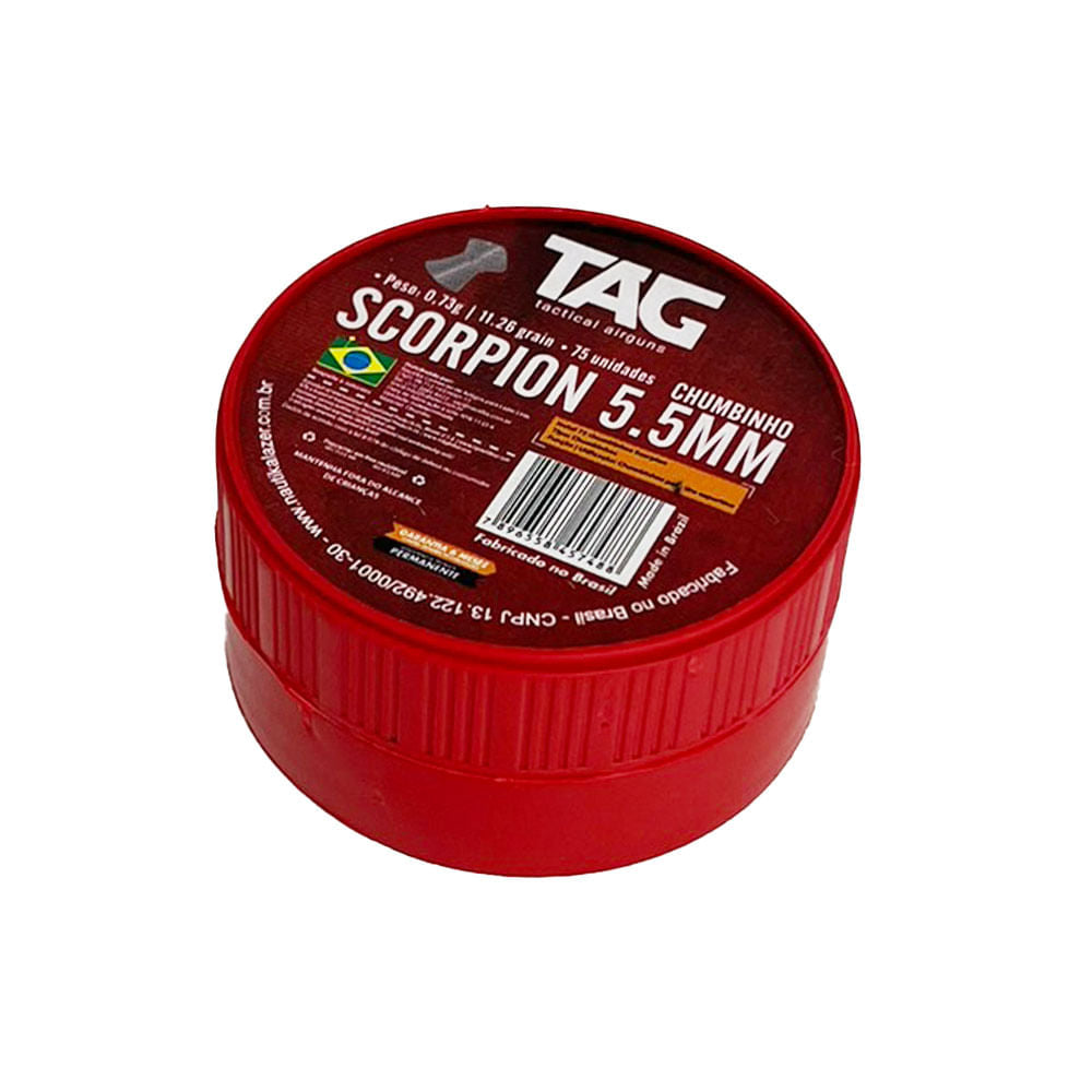 Chumbinho Scorpion 5,5mm TAG 0,73g com 75 unidades