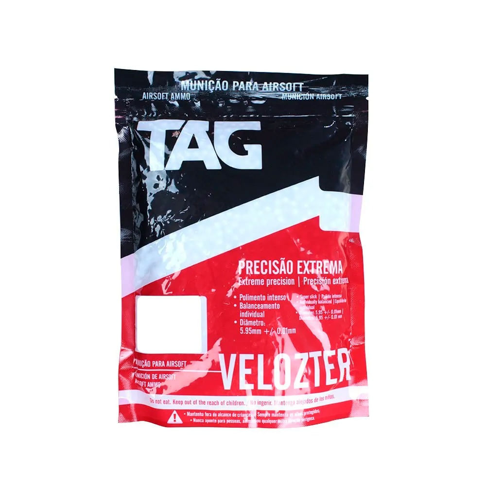 Munição BBs para Airsoft Velozter 0,28 gramas TAG Calibre 6mm com 3500 unidades
